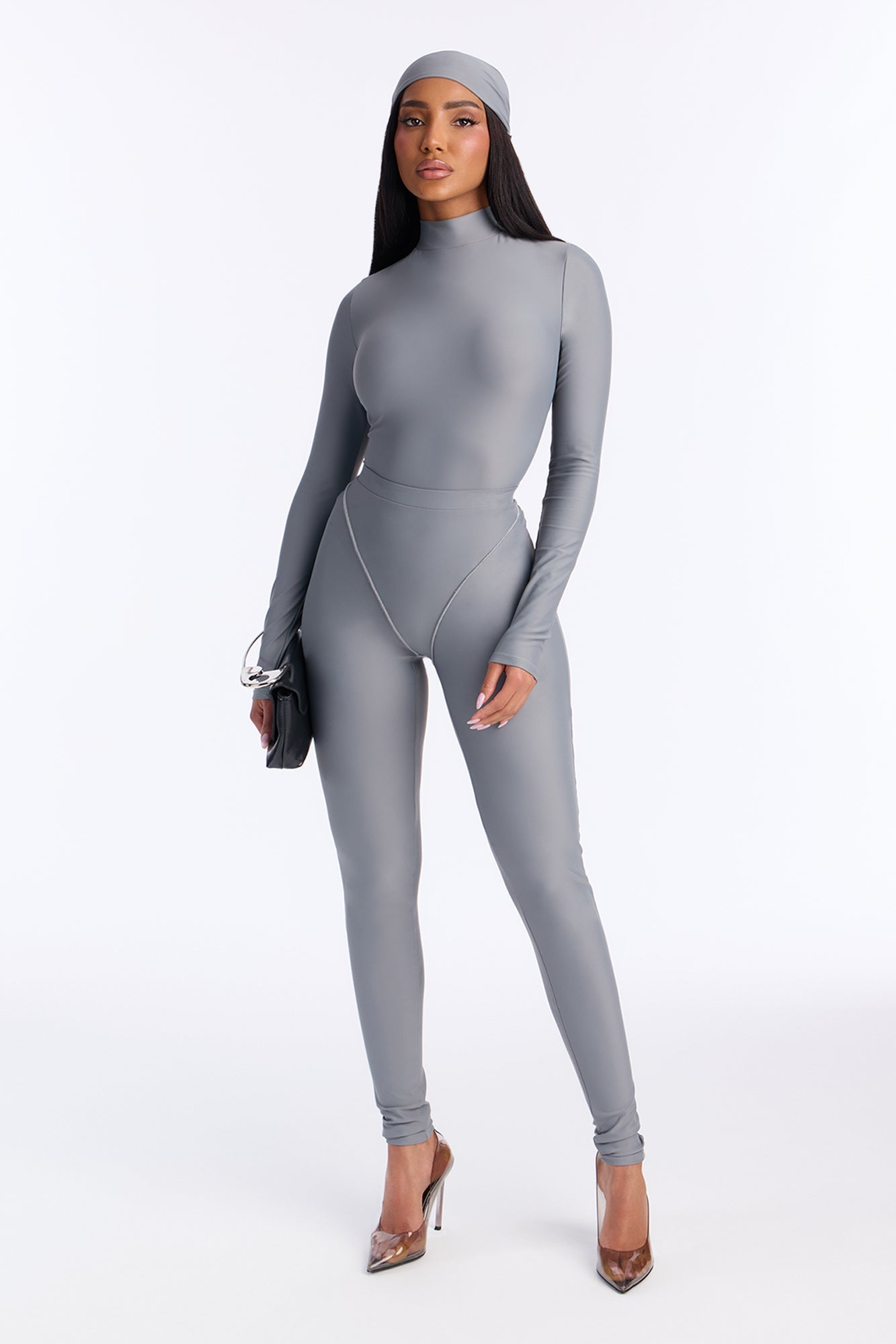 Isabelle 3 Piece Bodysuit Legging Set - Grey