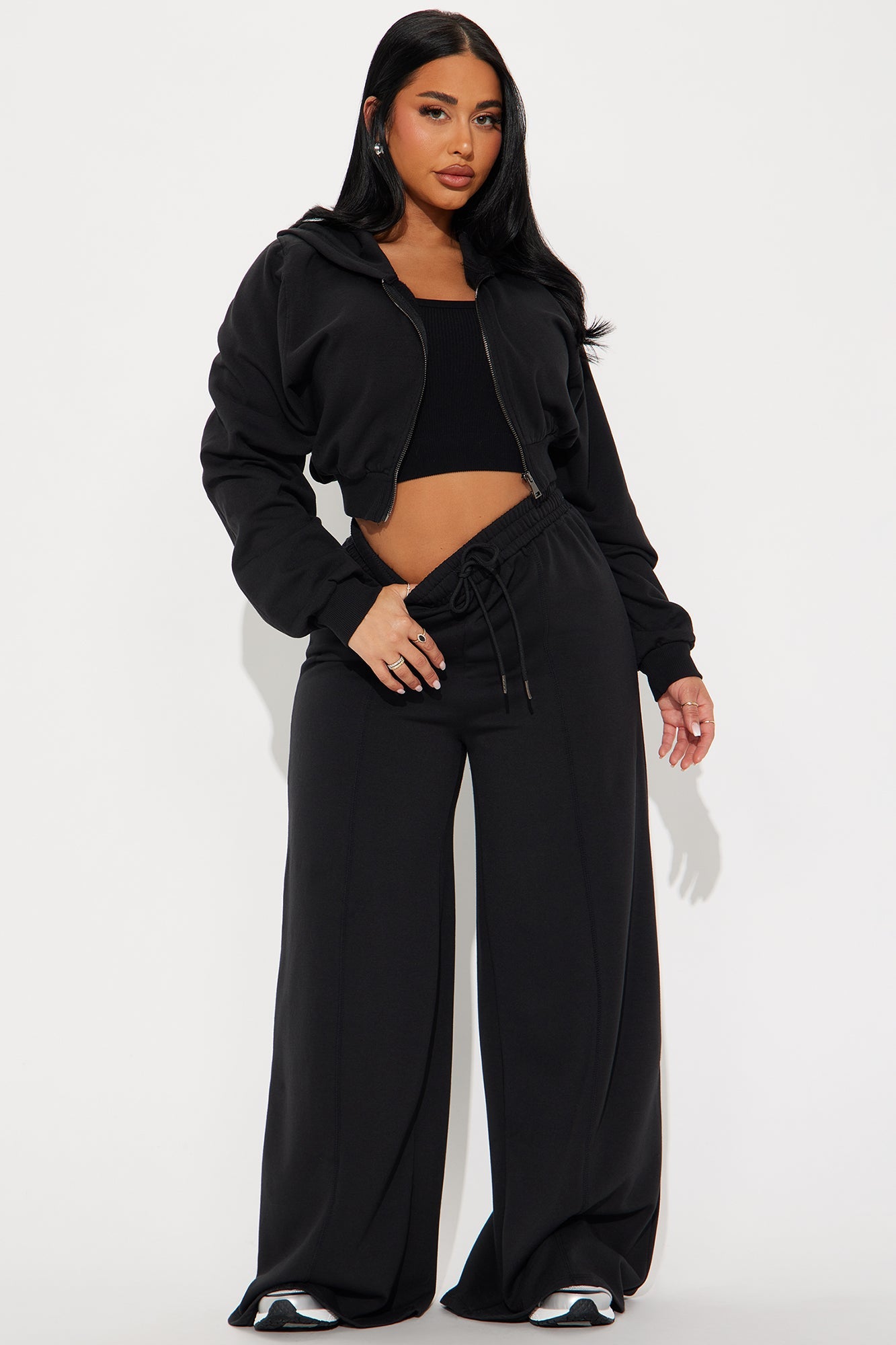 Savannah Fleece Pant Set - Black