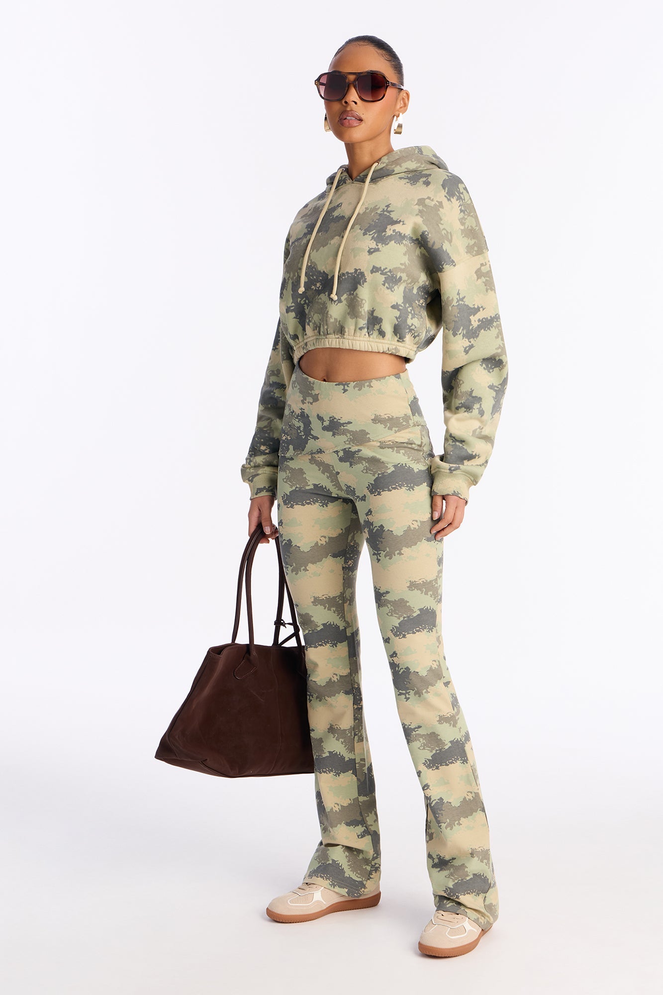 Boy Bye Fleece Camo Flare Leg Pant Set - Olive