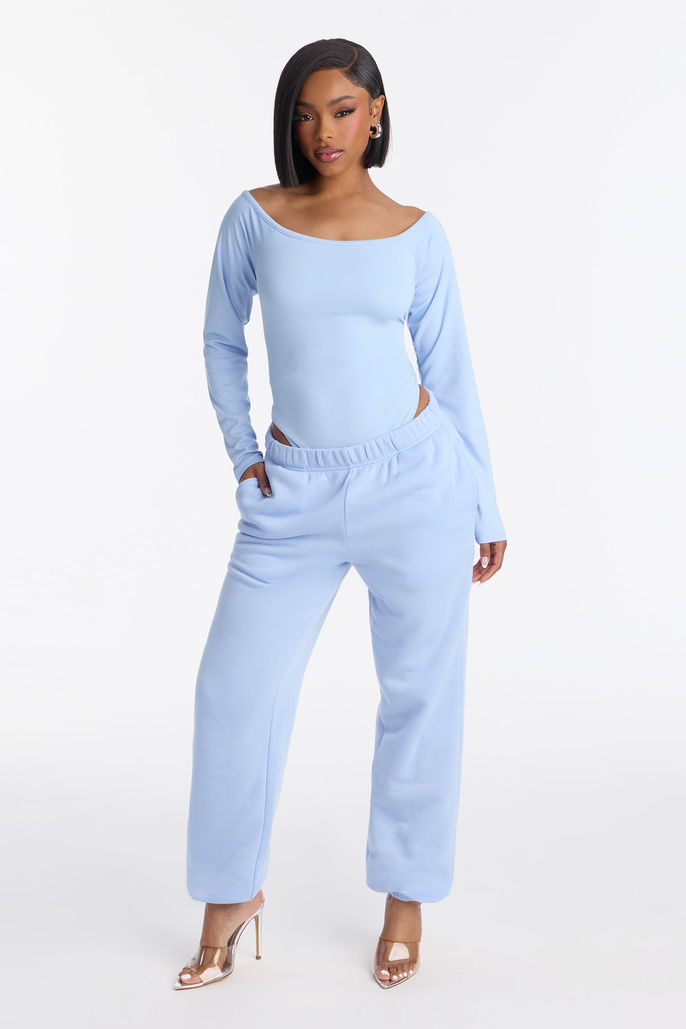 Jasmine Bodysuit Jogger Set - Blue