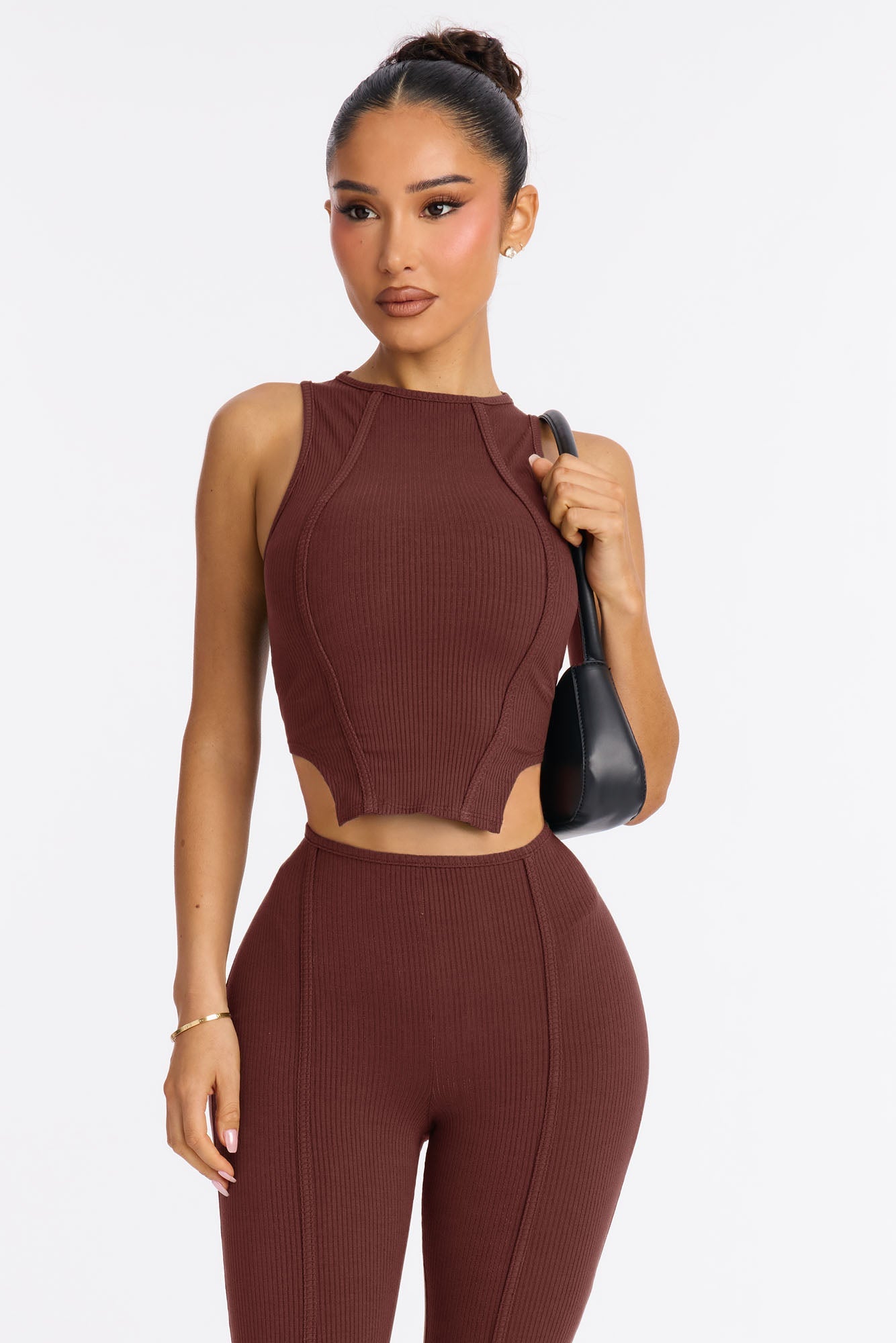 Nina Snatched Pant Set - Brown