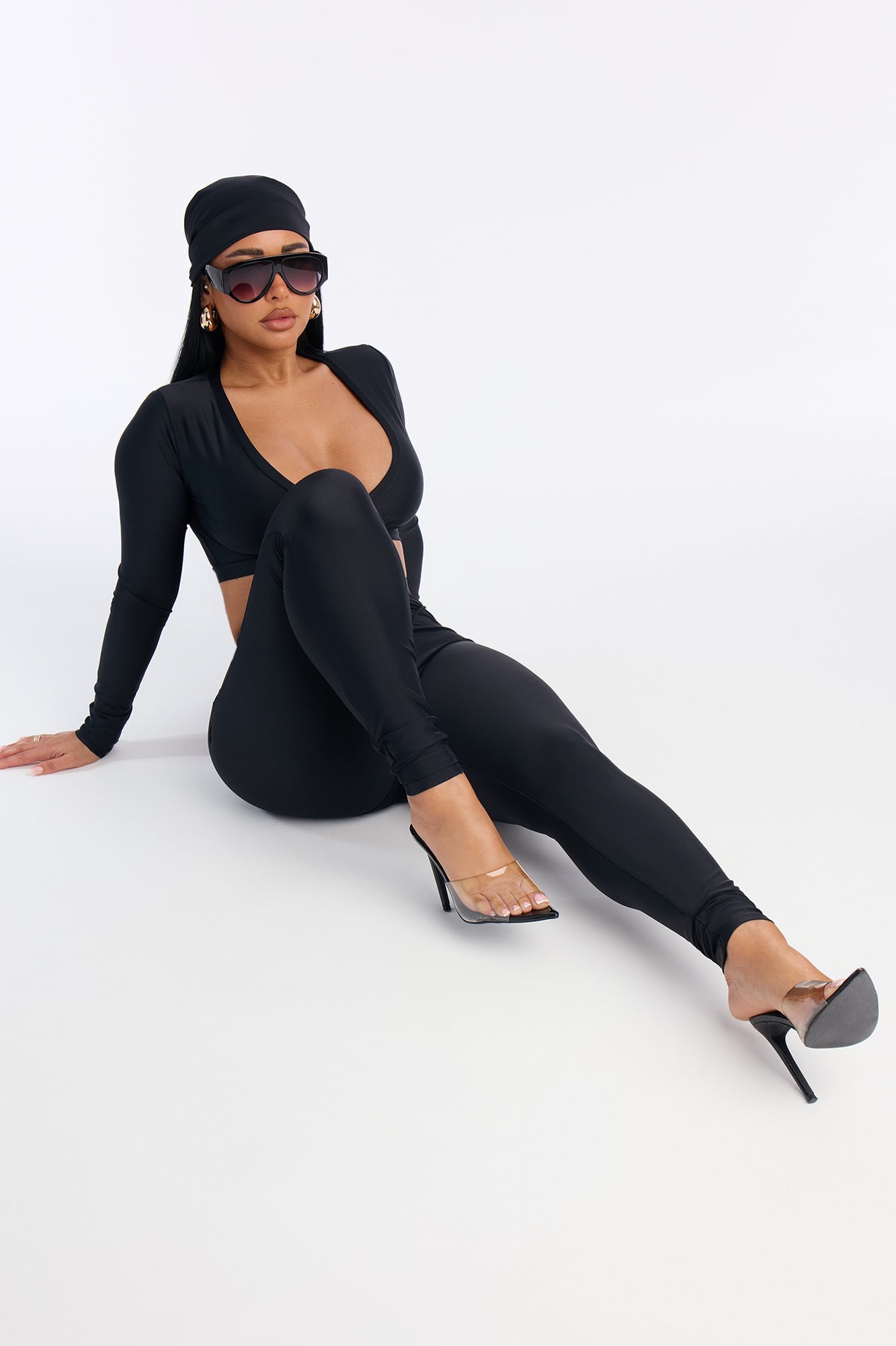 Isabelle 3 Piece Cropped Legging Set - Black