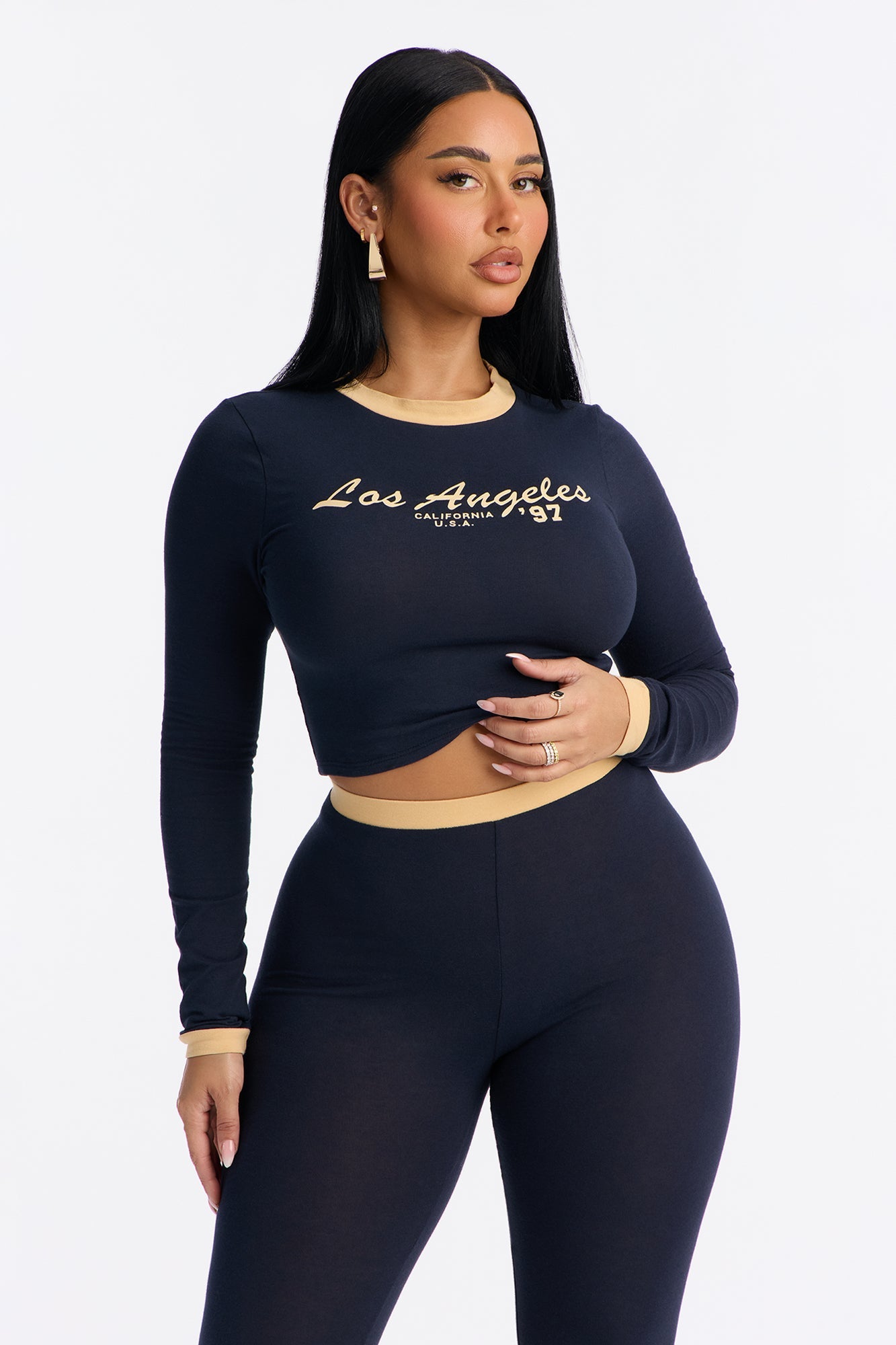 Los Angeles 97' Long Sleeve Capri Set - Blue/combo