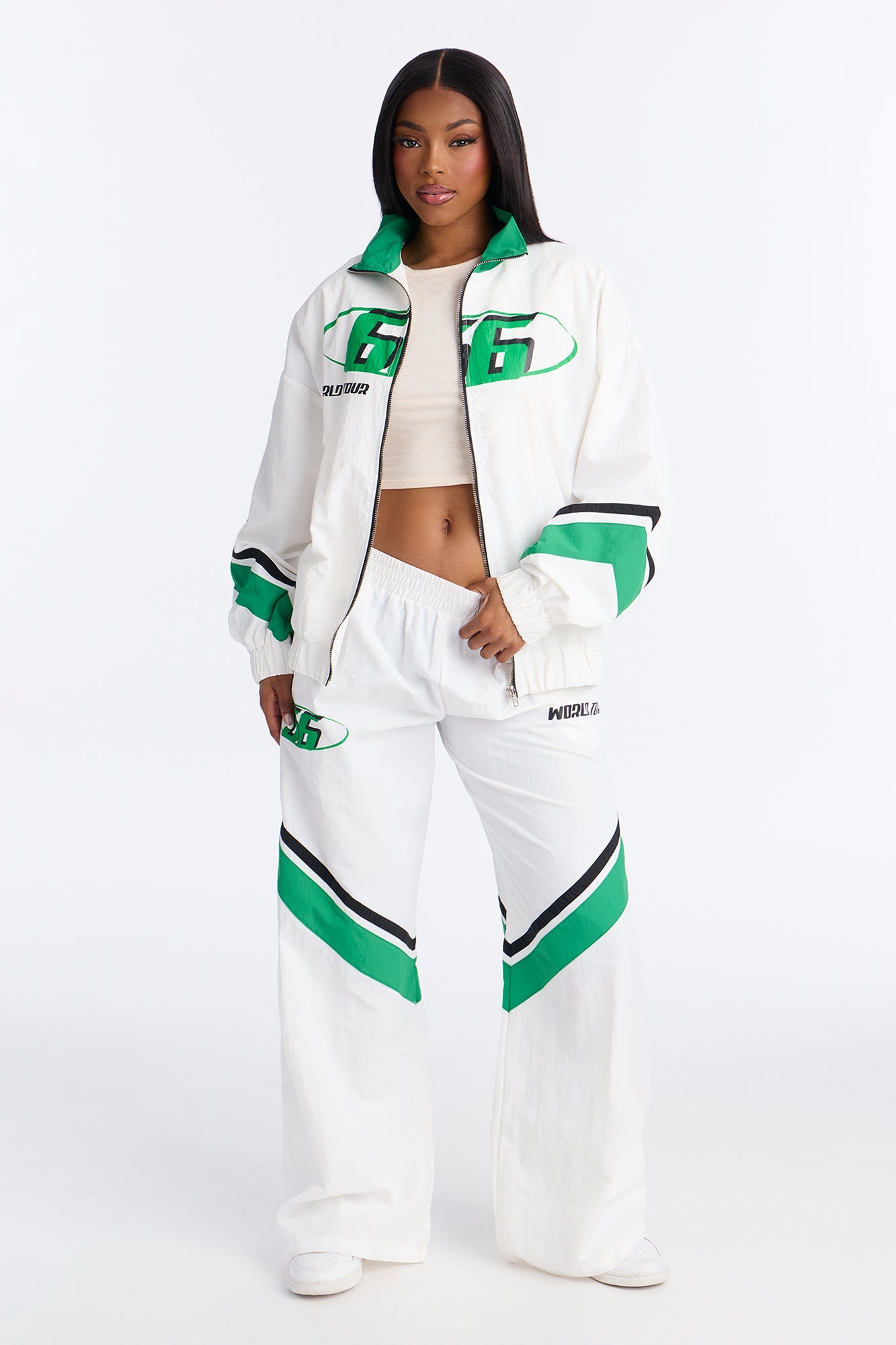 World Tour Windbreaker Pant Set - White