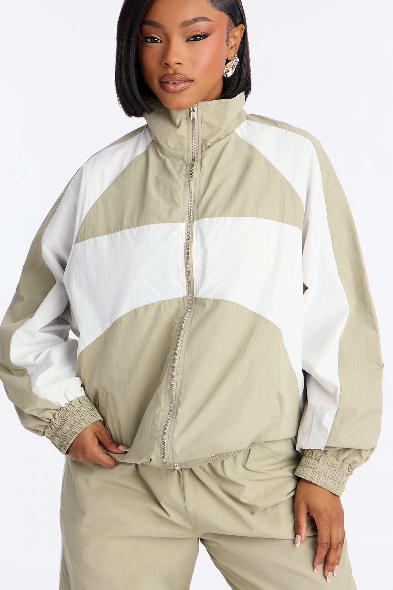 Off The Track Windbreaker Jogger Pant Set - Sage