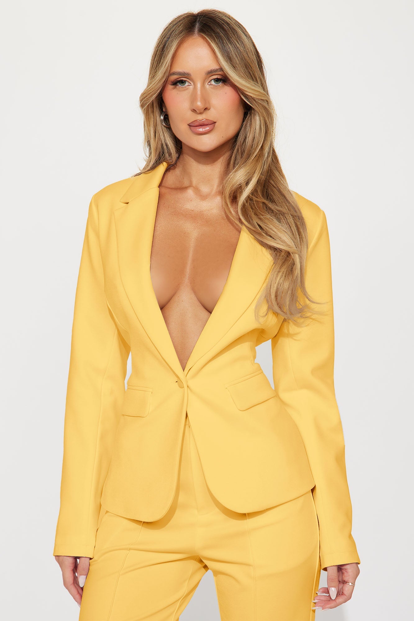 Business Per Usual Blazer Pant Set - Butter Yellow