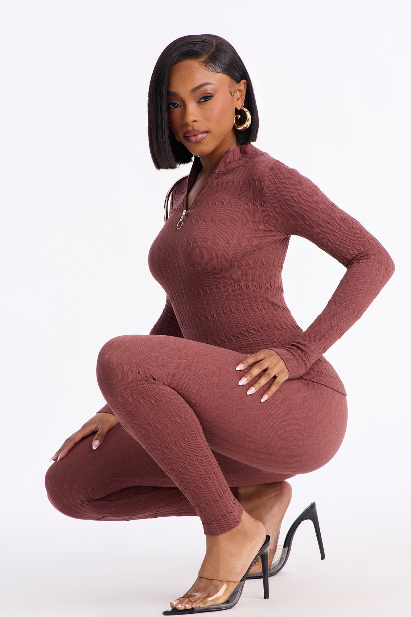 Pull Up N’ Chill Seamless Legging Set - Brown