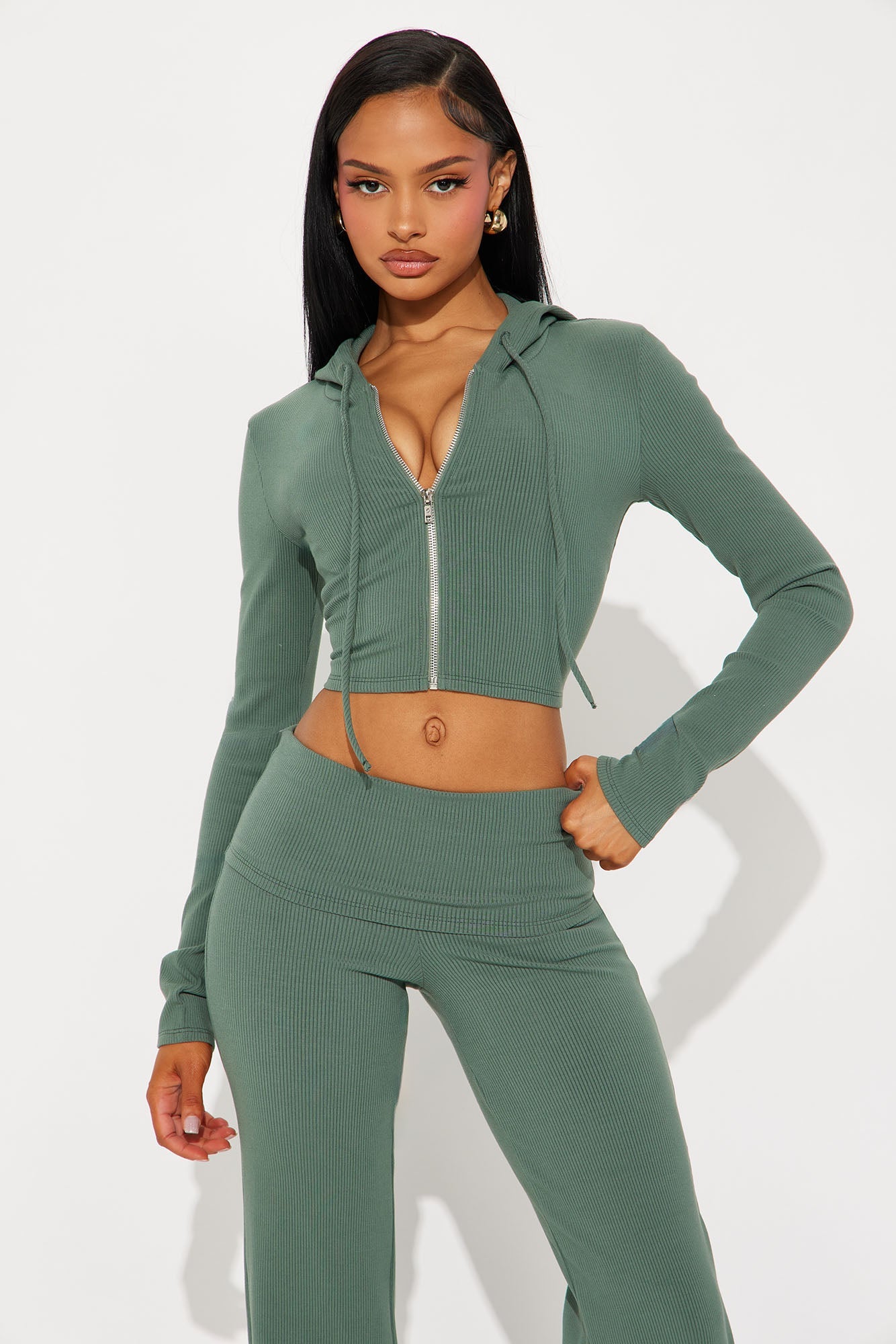 Karly Snatched Pant Set - Olive 2