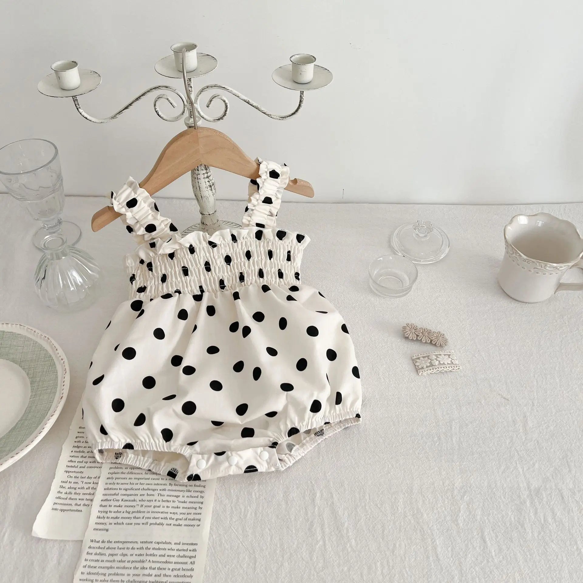 Summer baby halter Western wave point baby baby princess dress summer baby halter dress Onepiece Fashion Baby Clothing