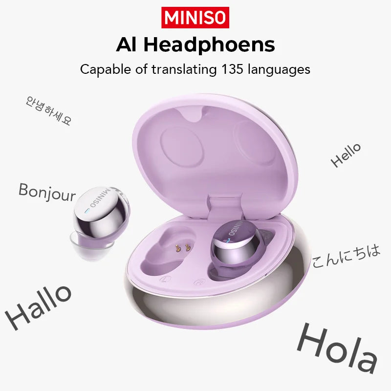 MINISO MS216 Bluetooth V6.0 Headphones Mini Earbuds AI Translator Earbuds Wireless Earphones Long-life Sleep Earbuds