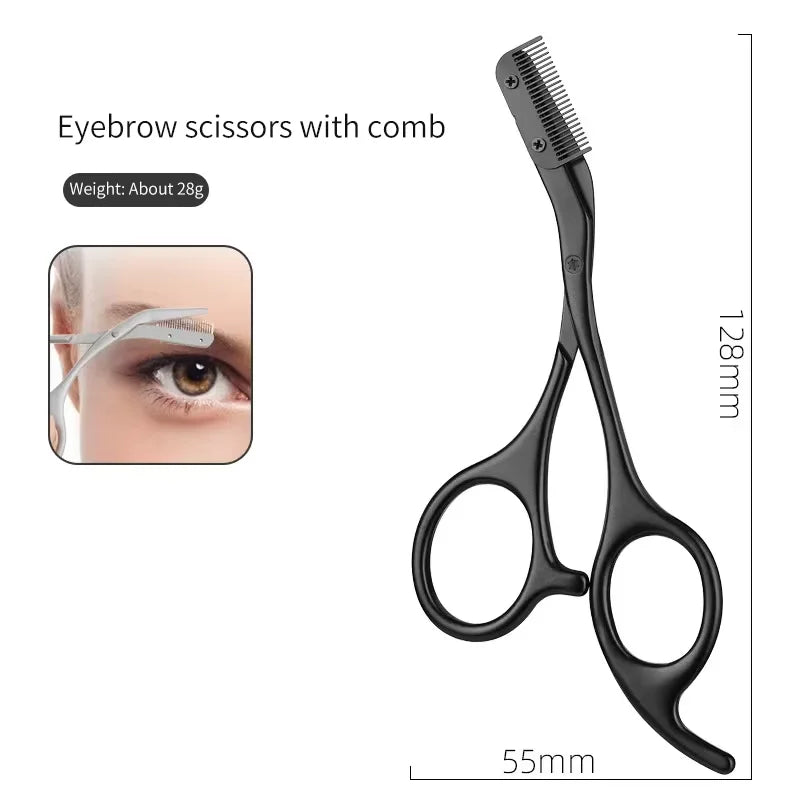Stainless Steel Eyebrow Trimmer Scissor Beauty Products for Women Eyebrow Scissors with Comb Eyebrow Shaver Makeup Tools