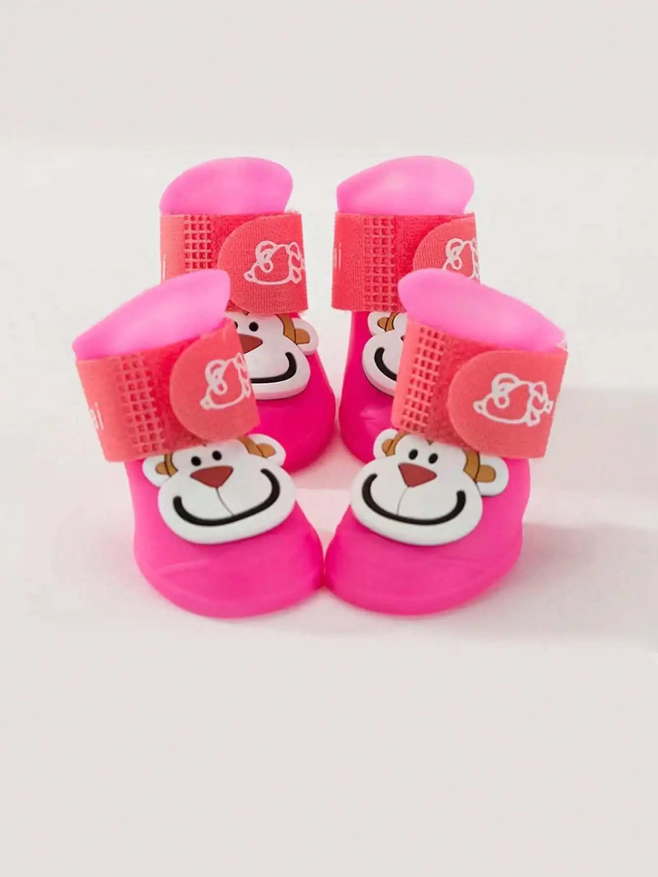 4 sets of cartoon patterned shoes for pets going out, suitable for small and medium-sized pets