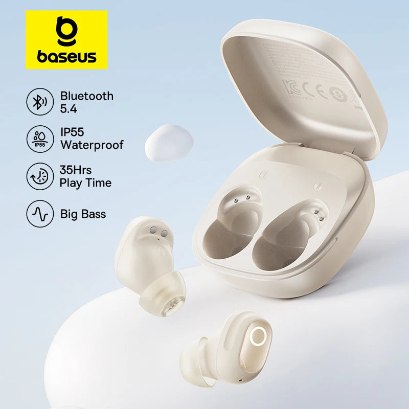 Baseus Bass BD1 Wireless Earphones Bluetooth 5.4 Earbuds Sports Earbuds HIFI Sound Headphone IP55 Waterproof Bean-shaped Earbuds