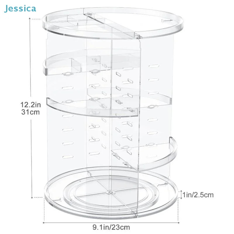 ♥360° Rotating Makeup Organizer Clear Acrylic Cosmetic Storage Rack for Skincare, Brushes & Beauty Products