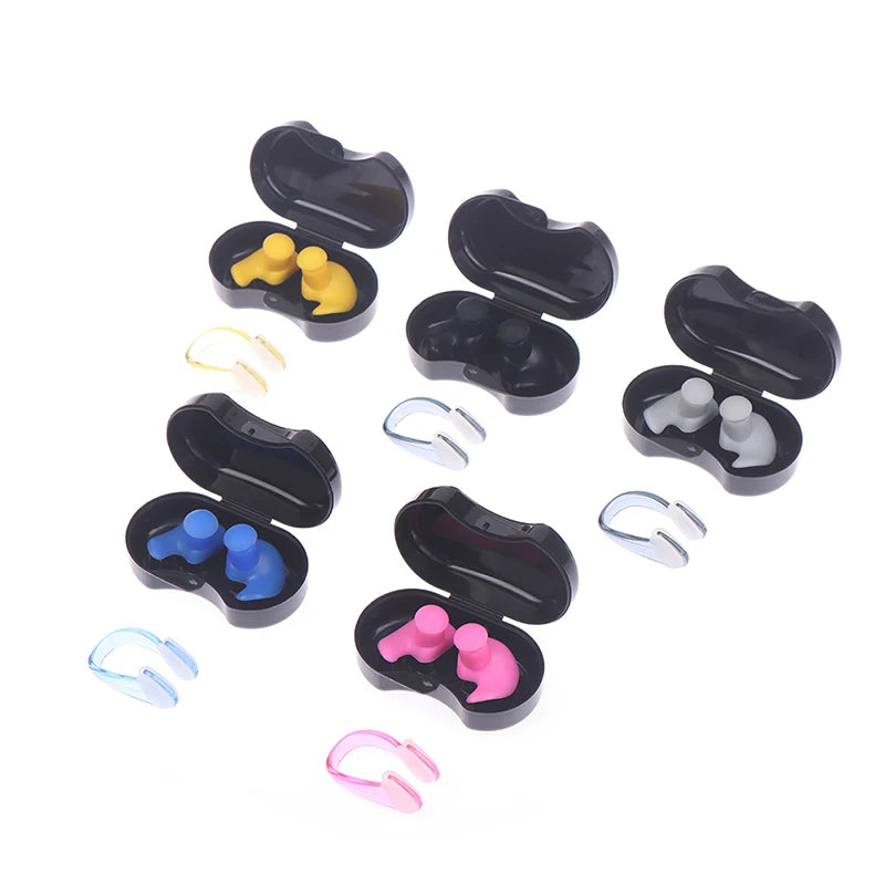 Silicone Earbuds Printed Swimming Spiral Earbuds Waterproof Earbuds Nose Clip Earbuds Set Boxed Swimming Earbuds