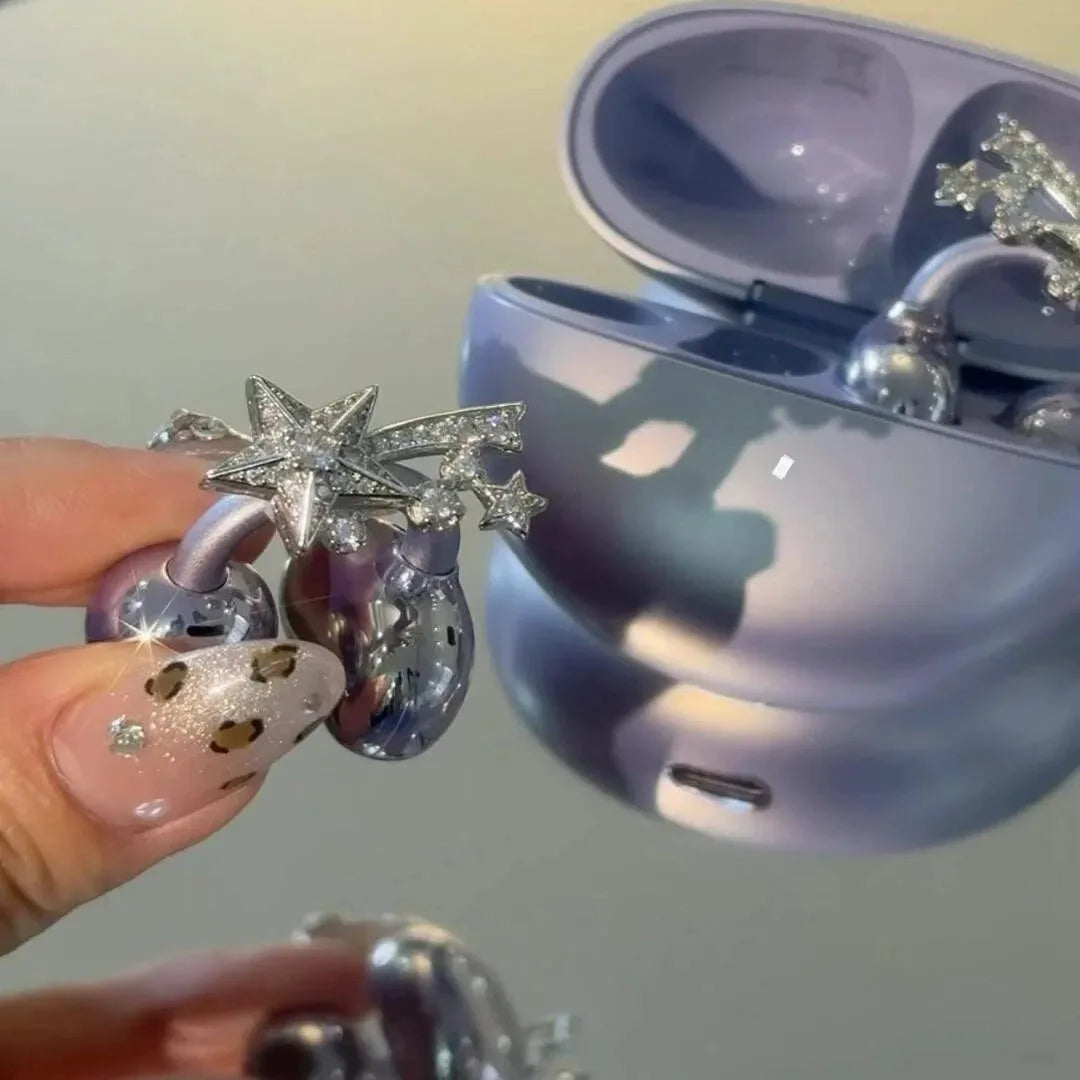 Wireless Bluetooth Earbuds Earrings Set Butterfly Knot Snow Earbuds Accessories Waterproof Noise Cancelling Earclip Earbuds