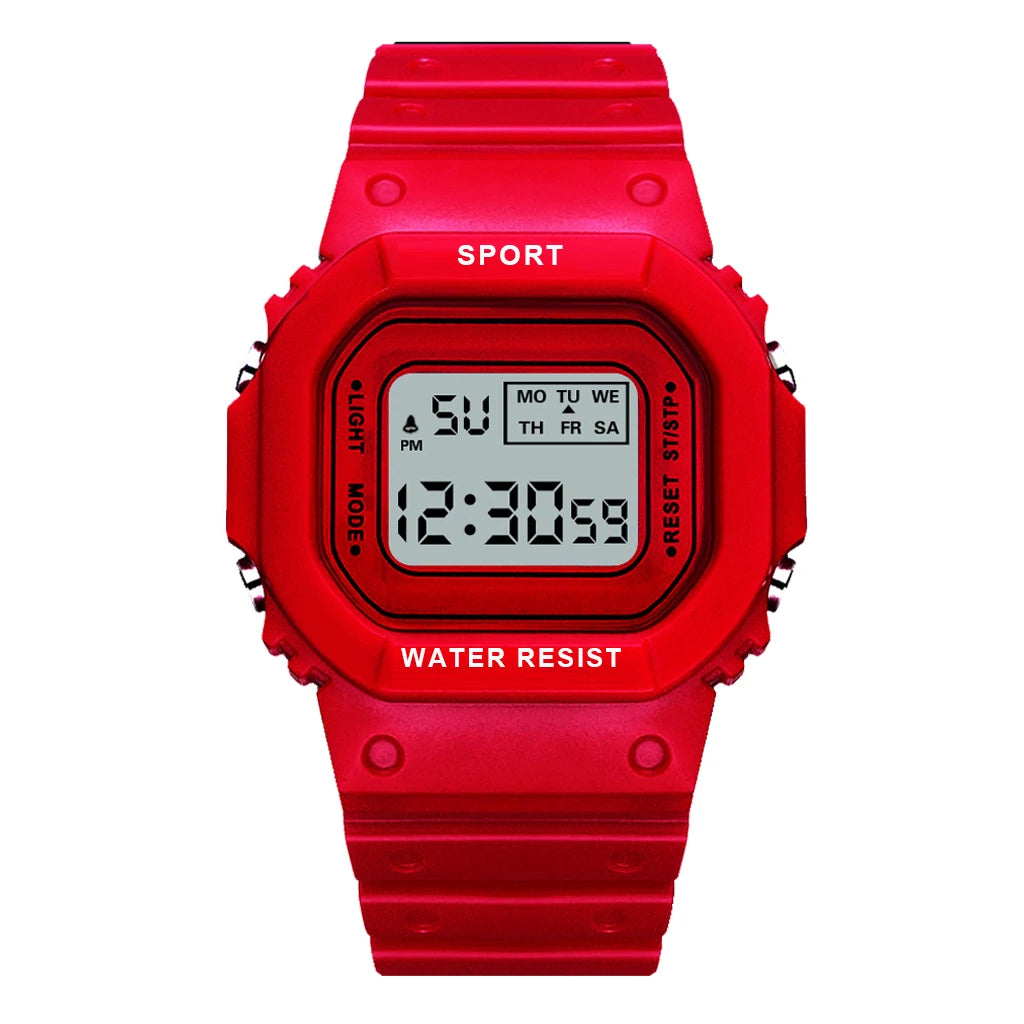 YIKAZE Sports Watch Boys Girls Student LED Electronic Watch Colorful Men Women Square Digital Watches Waterproof Rubber Clock